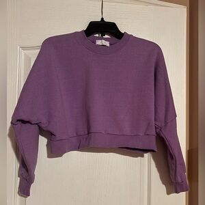 OAK + FORT Cropped Lavender Crewneck Sweatshirt